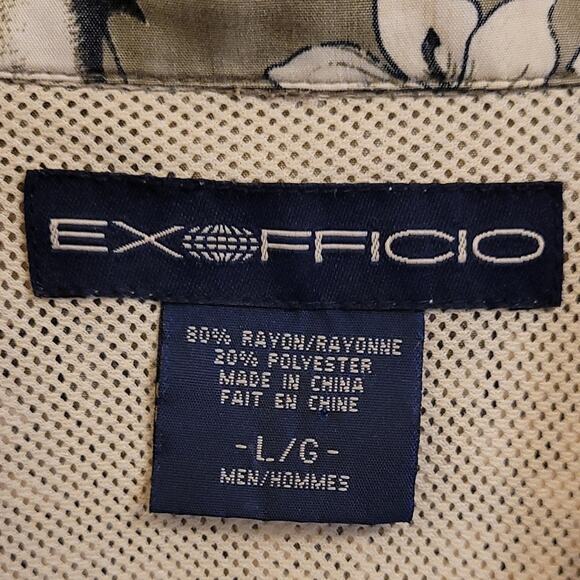 Exofficio Men's Green Floral Shirt Size Large Fish and Floral Fisherman Outdoors - Picture 2 of 9